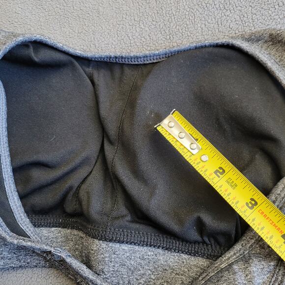 REEBOK Sports Bra Womens Large Heathered Gray Padded Peekaboo Back Run Gym Yoga - Picture 3 of 12
